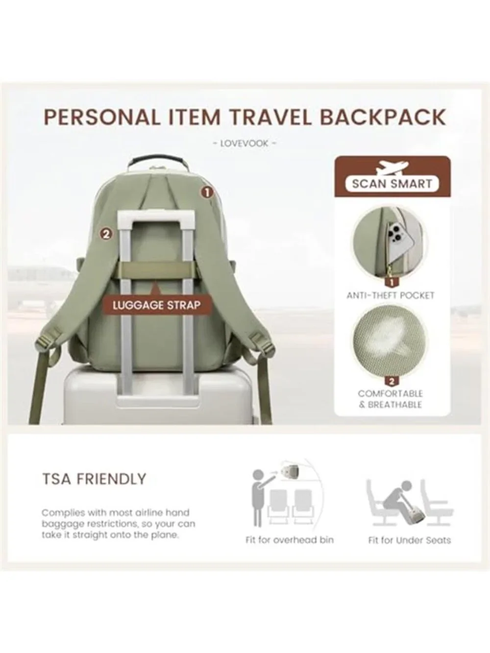 Womens Laptop Backpack Travel Work School Computer Bag Large Carry On Backpack